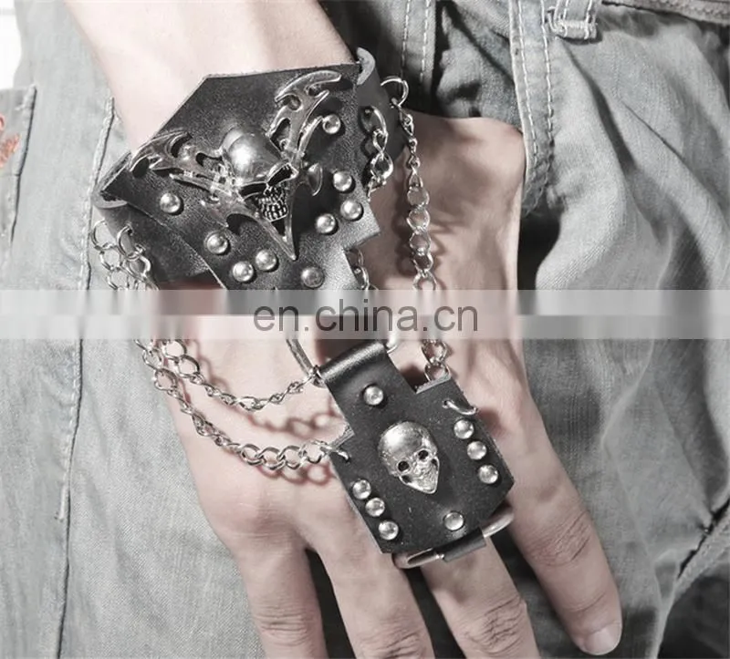 Fashion cool euramerican style decorative rivet punk thick leather bracelet