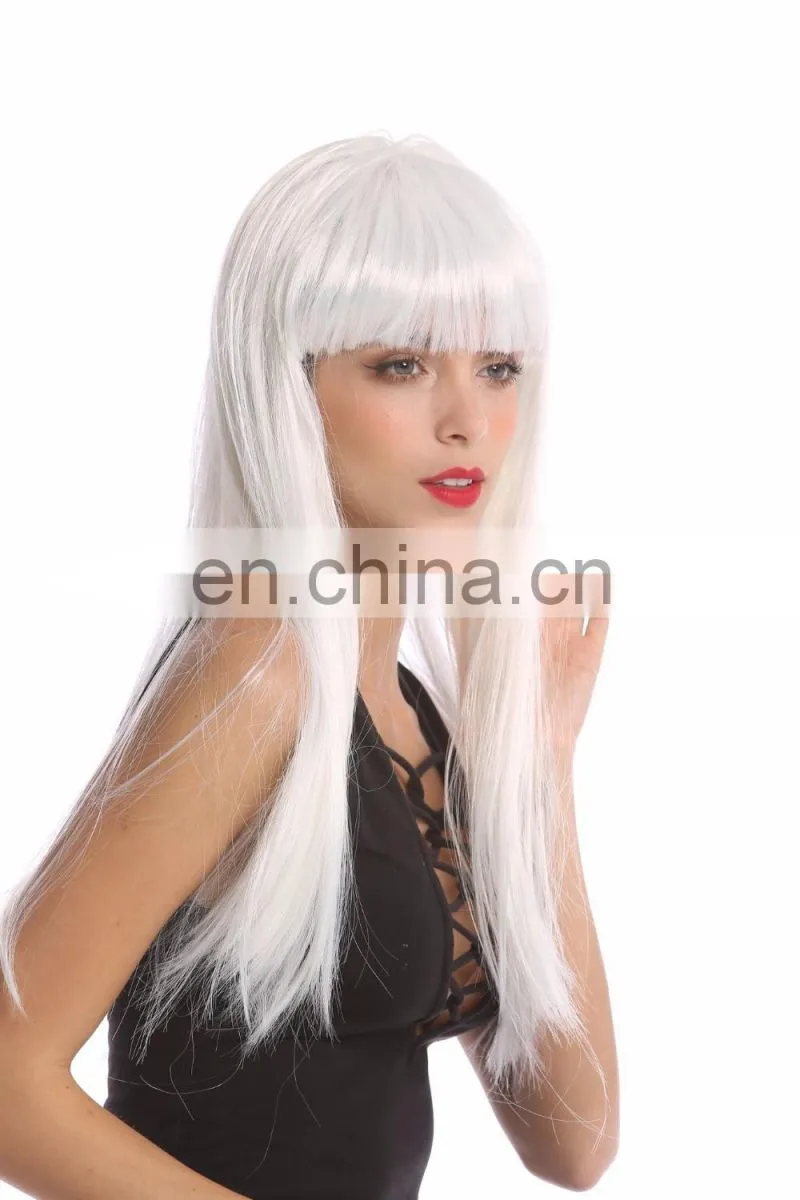 Halloween white straight plastic wigs P-W248