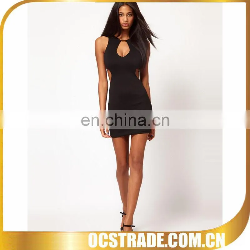 2014 new black cut out short hot selling cocktail dress