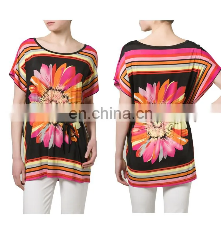Tie Waist Paisley Multi Color Plus Size Women Ethnic Tunic