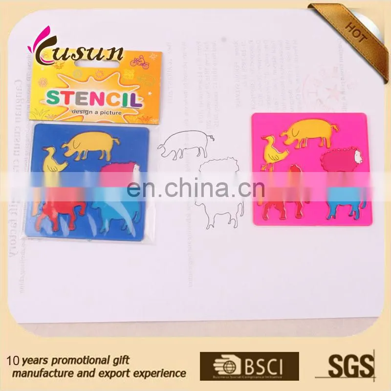 Funny and plastic novetly promotion cartoon animal stencil ruler for kids