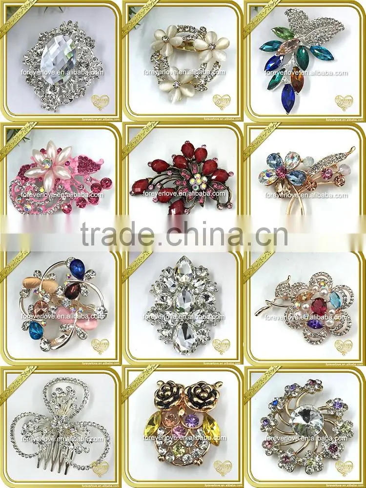 Vintage custom made wedding pearl rhinestone brooches for women FB023
