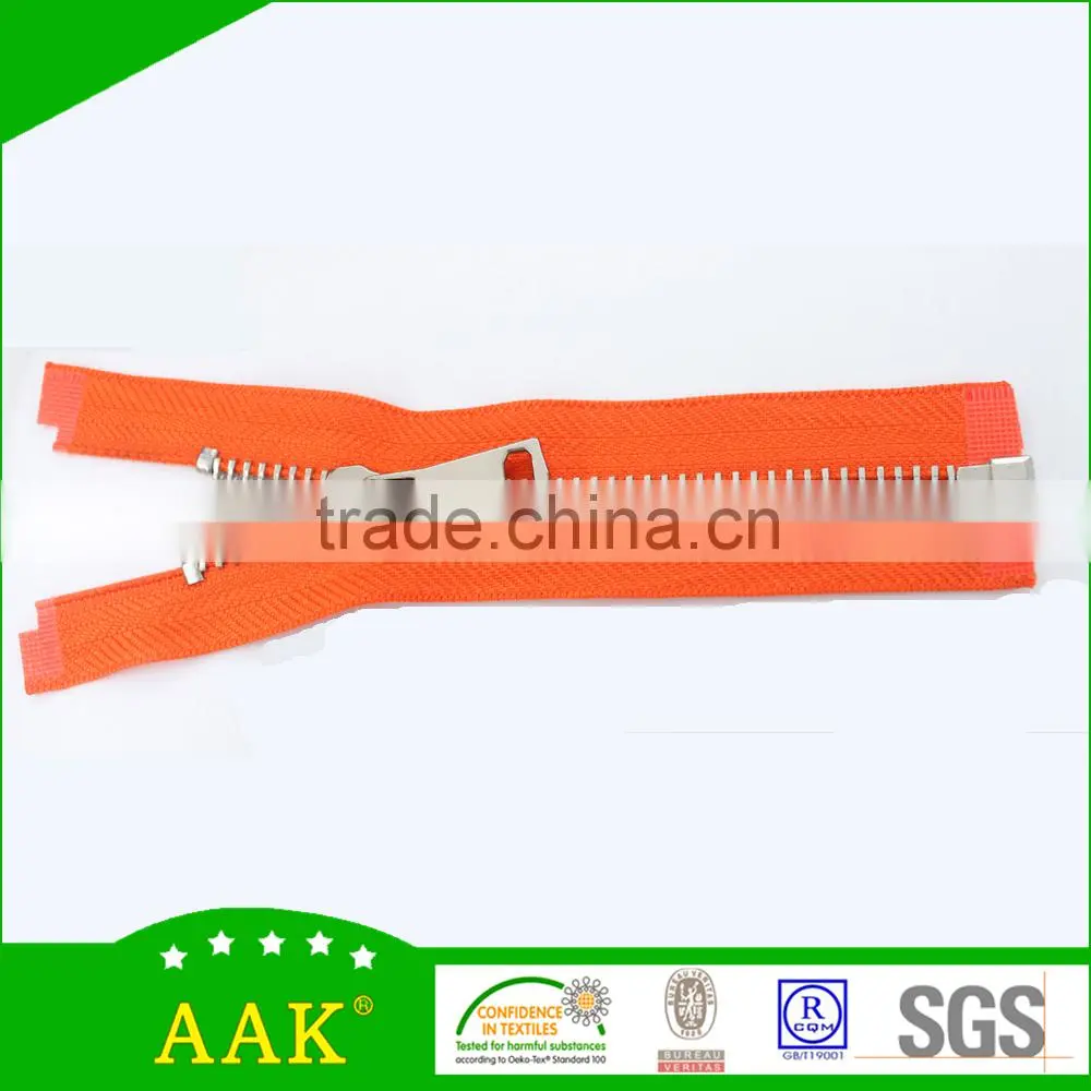 8# metal platinum Y teeth open end zipper for bags, luggage