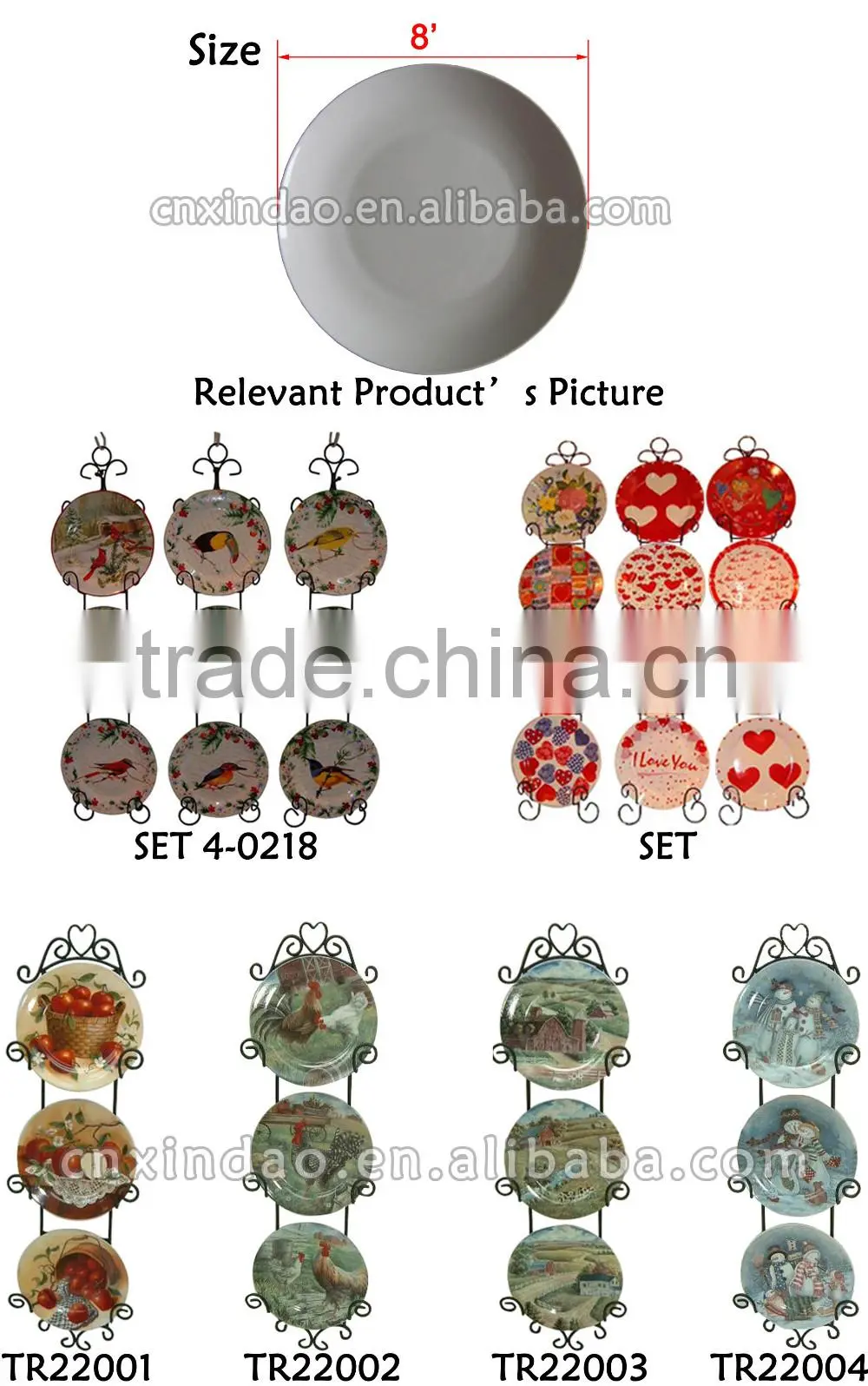Valentine's Designed Custom Porcelain Plates with Rack for Decoration Items for Tableware