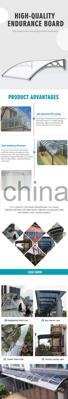 Factory Wholesale Processing Custom Size Pc Endurance Board Canopy Carport Polycarbonate Transparent Balcony Sun Visor