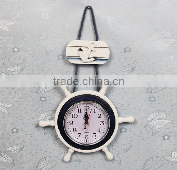 Mediterranean Style Rudder Shape Wooden Wall Clock