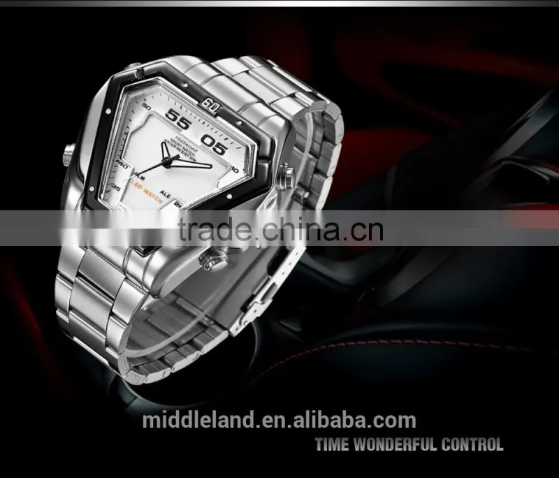 MIDDLELAND Stainless Steel Watch Band Alloy Watch Case Smart Waterproof Men's LED Light Up Watches