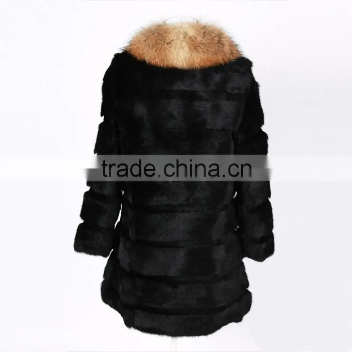 rabbit fur with raccoon fur collar