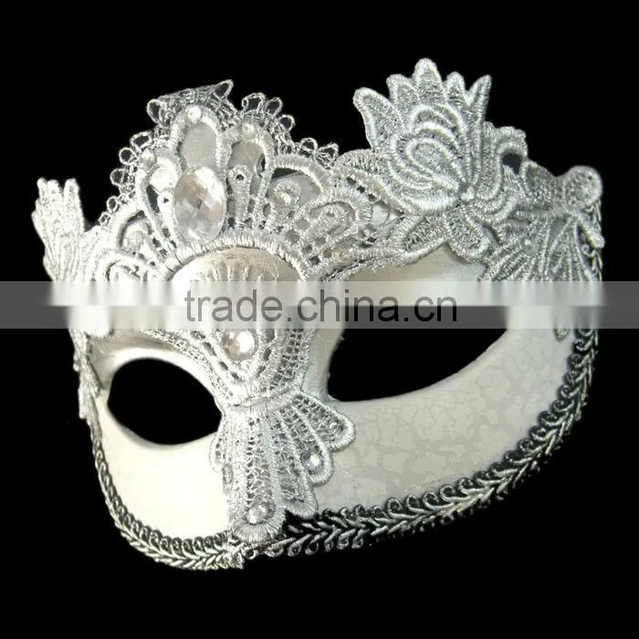Plastic Silver Mask With Rhinestone