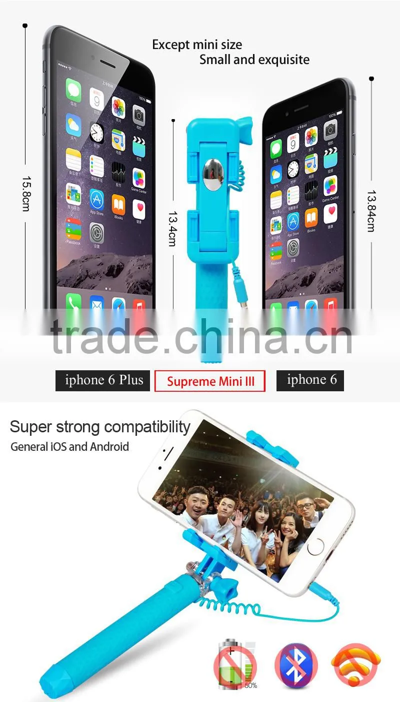 Fashion design self-pole monopod with cable take pole handled stick,Since the shaft