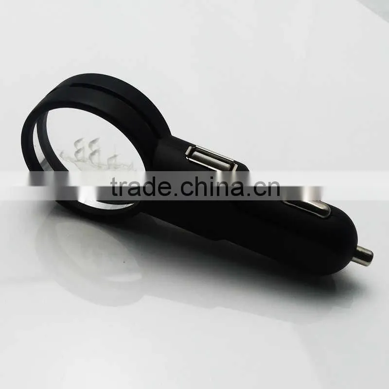 Factory OEM latest promotional item Crystal USB Car Charger with magnifying lens for car for iPhone for iPad for smartphone