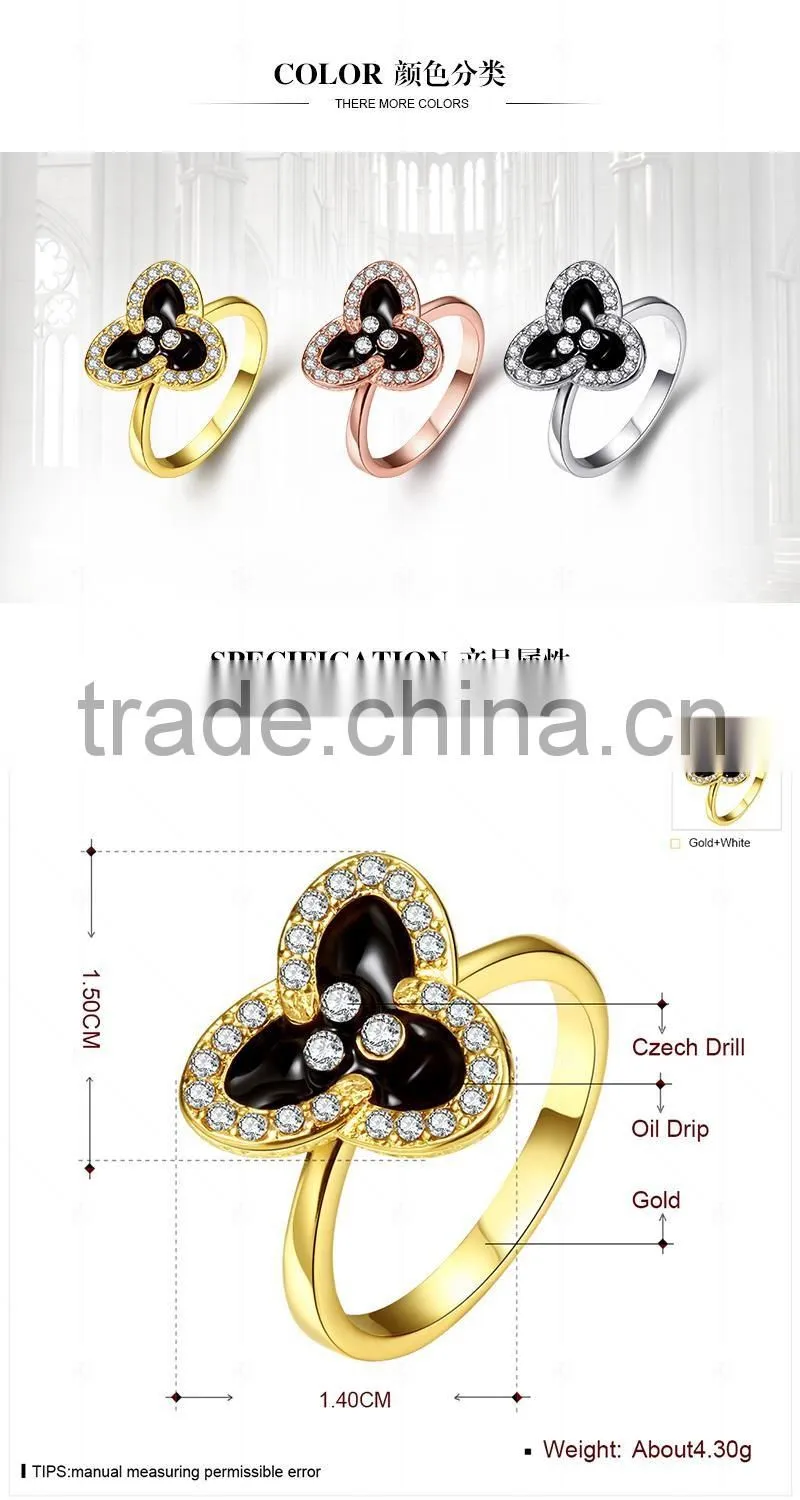 New design wholesale high quality 18K plated flower micro pave ring