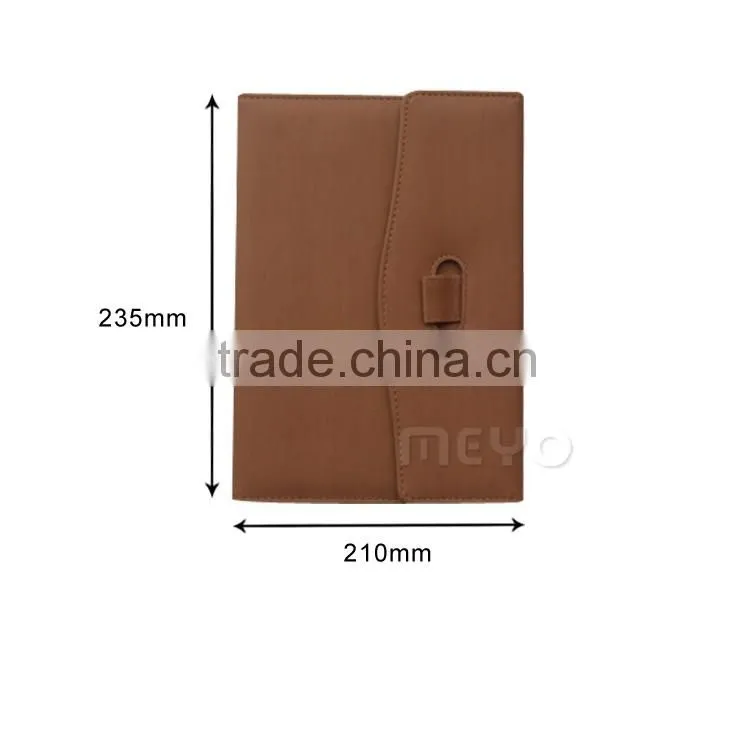 Offical brown leather notebook with locker with silver ballpoint pen gift set