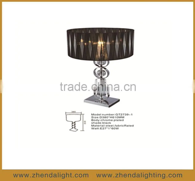 silver vase shape metal led table lamp with classic pvc shade