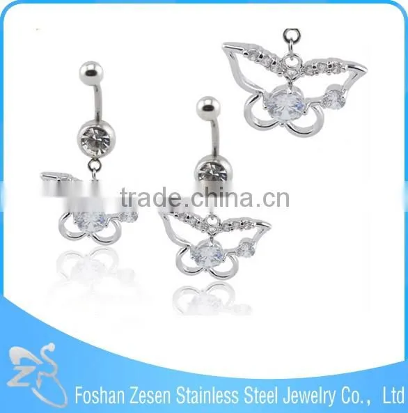 Women Navel Ring Butterflies Belly Button Ring Body Jewelry