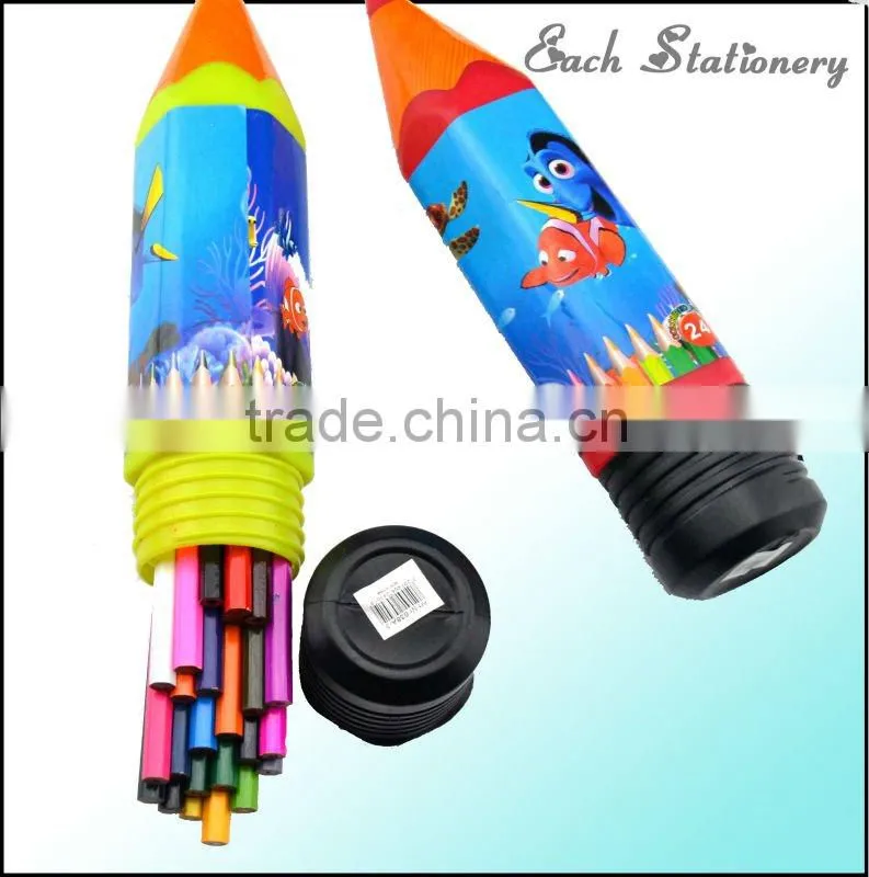 7" HB 12pcs color pencil in big plastic pencil case