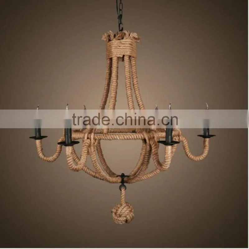 Vintage Style Hemp Rope Tyre Pendant Lighting - Hemp Rope Chandelier