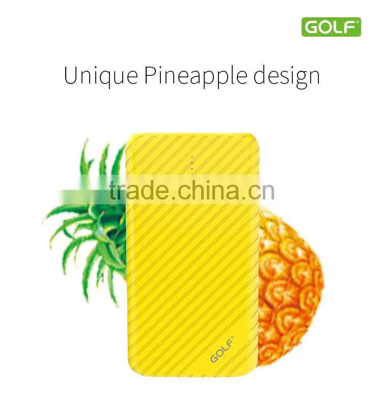 GOLF original pineapple series G17GB smart power bank 8000mAh li-ion Dual USB pineapple power bank