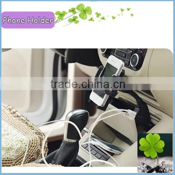 Mobile Mount Holder 2 USB Socket Car Holder for Mobiles