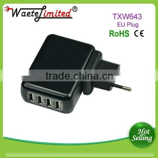 High quality 4 port usb EU plug charger adapter with CE ROHS for ASUS tablet pc devices
