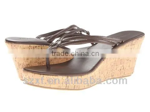 Fashion wood heel wedge slippers nature walk shoes for women
