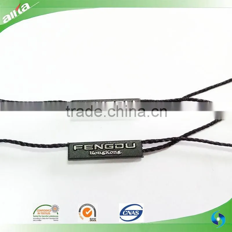 Custom garment hang tag with hang tag string/plastic seal tags by own factory