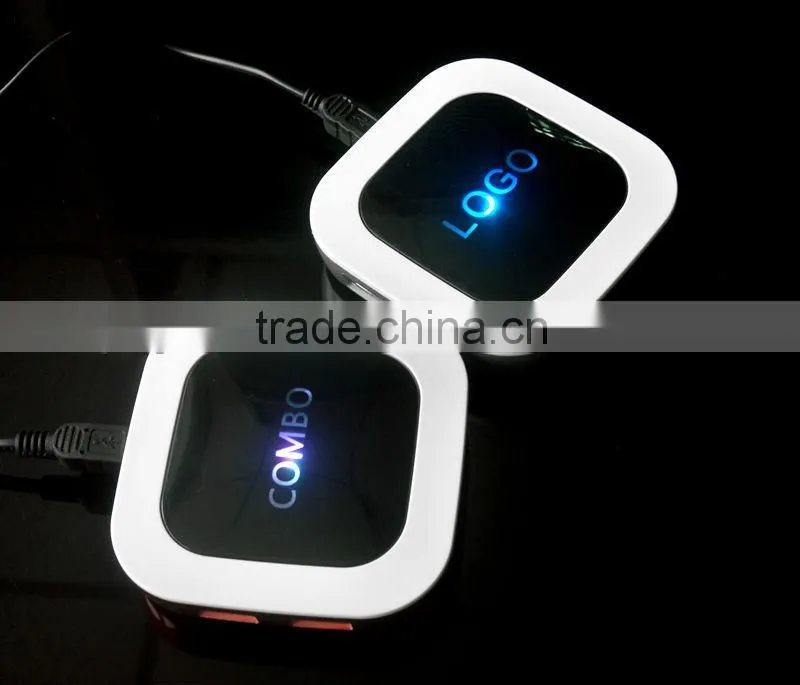 4 ports usb hub and with card reader Gracious Surface 4 Port USB HUB With Lighting Logo