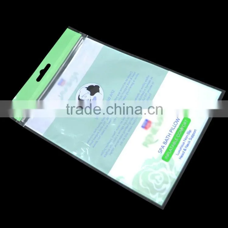 custom printing plastic laminated header zip lock bags with euro slot