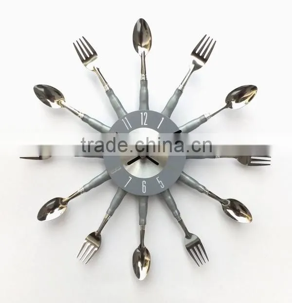 Colorful Kitchen Wall clock with Knife , fork and Spoon hands