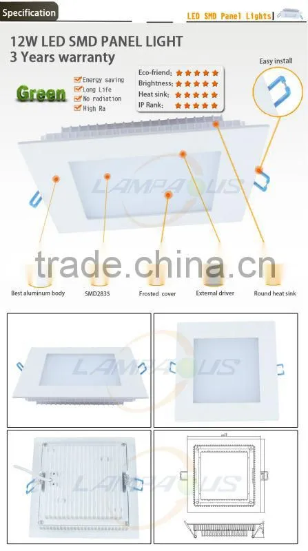 high quality products high lumen 3w 6w 12w 18w square/round led panel light ceiling board