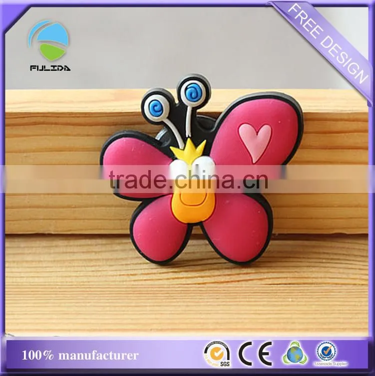 Custom butterfly animal shaped soft pvc/rubber souvenir fridge magnet
