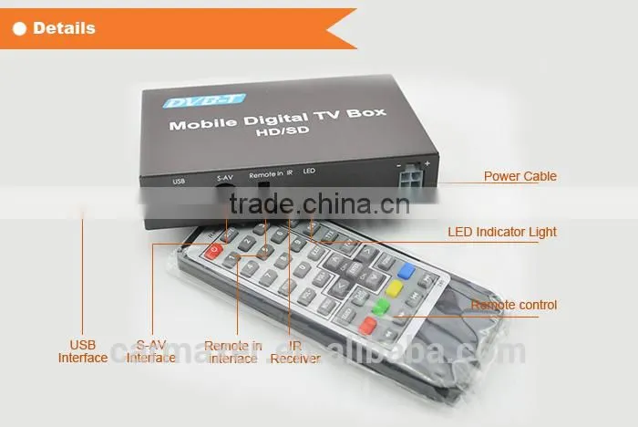 Fashion car dvb-t box car portable mobile h 265 set top box
