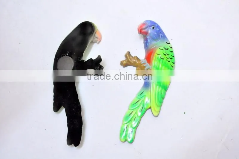 5 inch Plastic Pearl Powder Flat Parrot Birds Fridge Magnet, Handicraft Wall Hanging