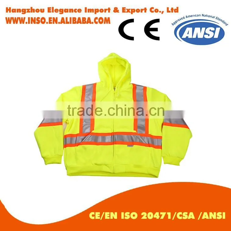 Safety Bomber Jacket Fleece Material Men's Fashion Hoodie With Zipper