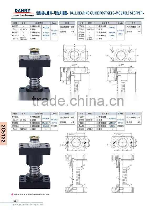 MISUMI Ball Guide Pillar Sets ,Movable Stopper Type guide post