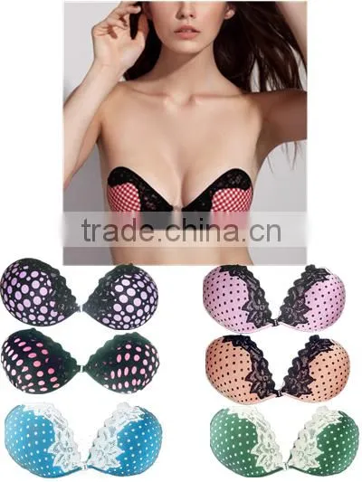 Uplift Front Closure Sponge Bras Cute Lingerie With Dotted