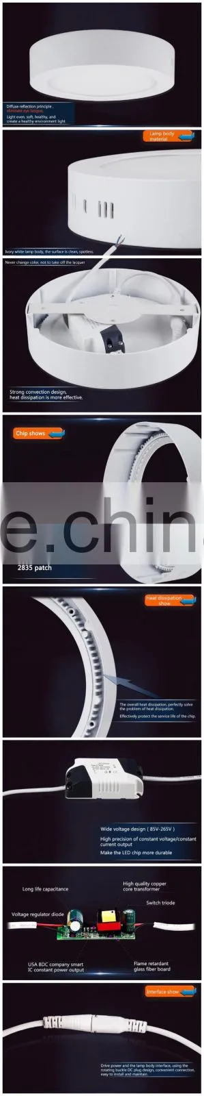 Pure White Color Temperature(CCT) and LED Light Source ultra thin 18w round led light panel made in China with CE&RoHS