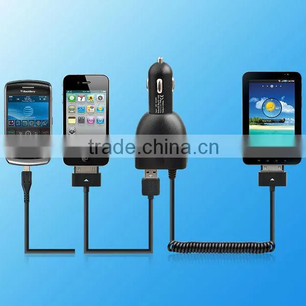 Phone accessories dual usb car charger with cables Manufacture in China