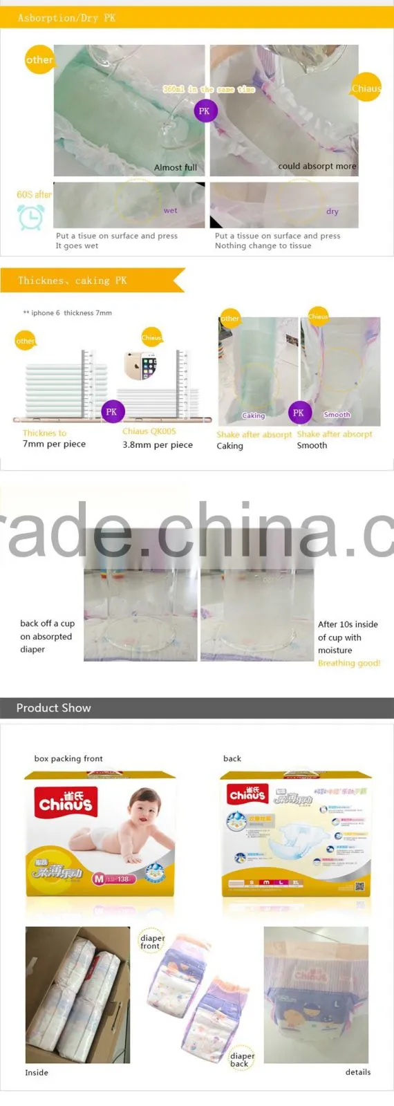 China supplier of high quality baby diapers