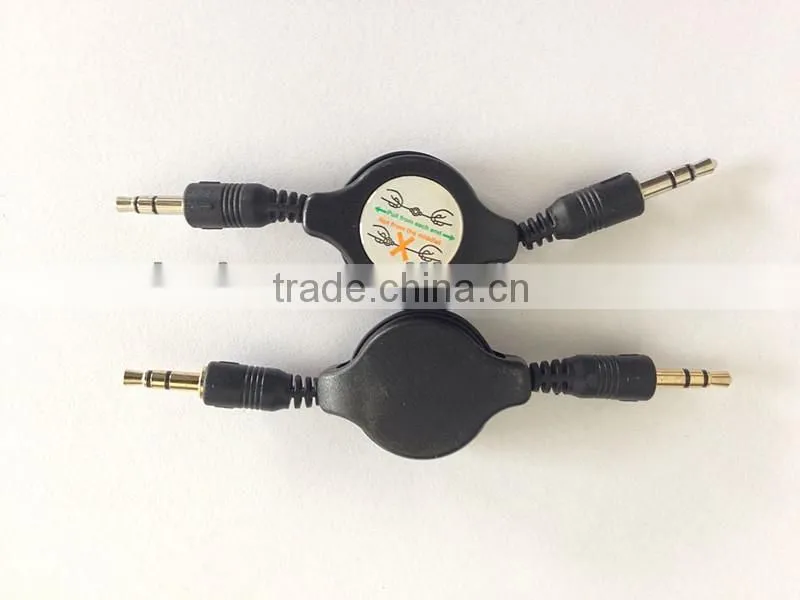 Hot sale car audio aux for iphone 3.5mm to 3.5mm mono audio cable male-male retractable data cable