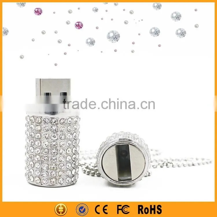 Silver Cylindrical Crystal Pendrive 8GB 16GB 32GB Crystal USB Drive