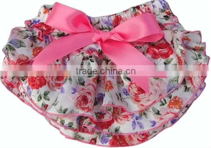 floral pint ribbon comfort ruffled girl baby bloomers wholesale