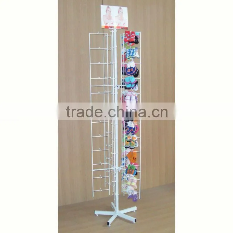 compact metal rotating floor display with small space occupying