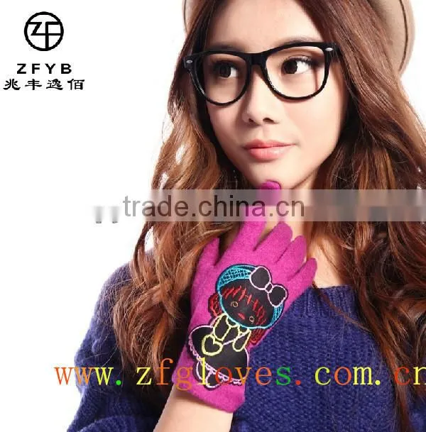 Lovely girl knitted wool gloves with 2014 new design