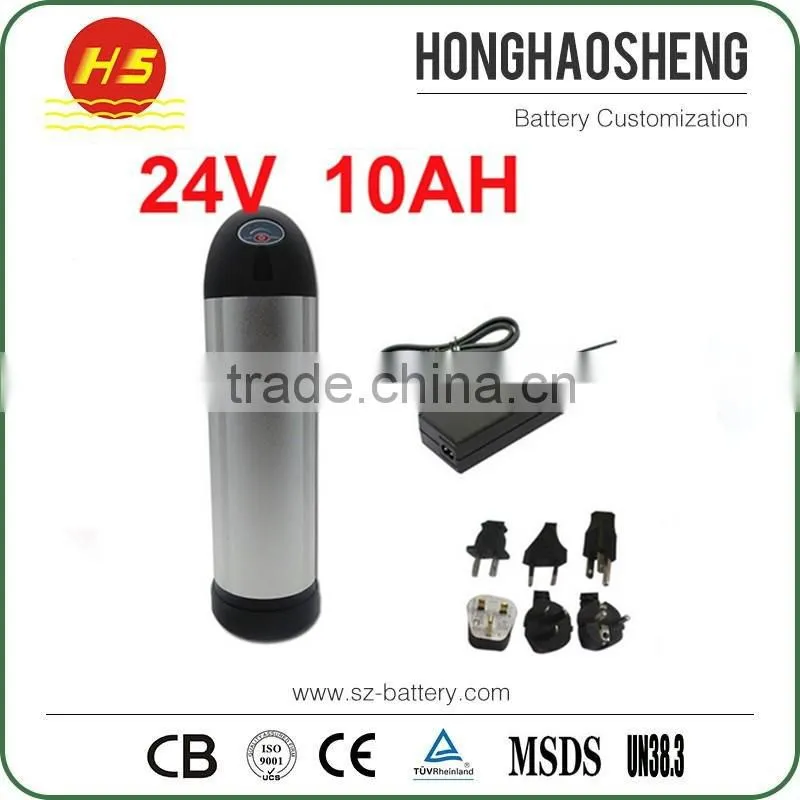 High Quality Water Bottle Ebike Battery 24v 10Ah Li-Ion Battery Pack Electric Bicycle Batteries
