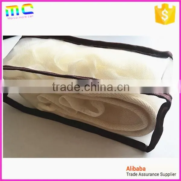 new fashion colorful body back bamboo Linen Cotton long bath belt with hand shank