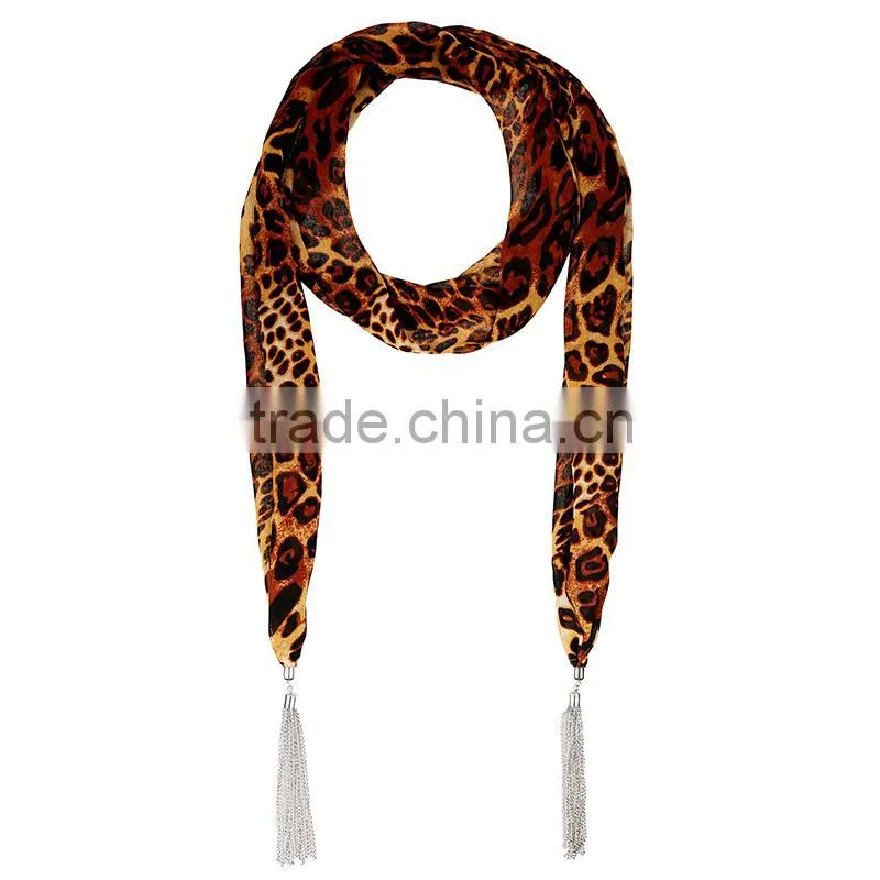 2015 New design chiffon leopard print scarf,infinity scarf