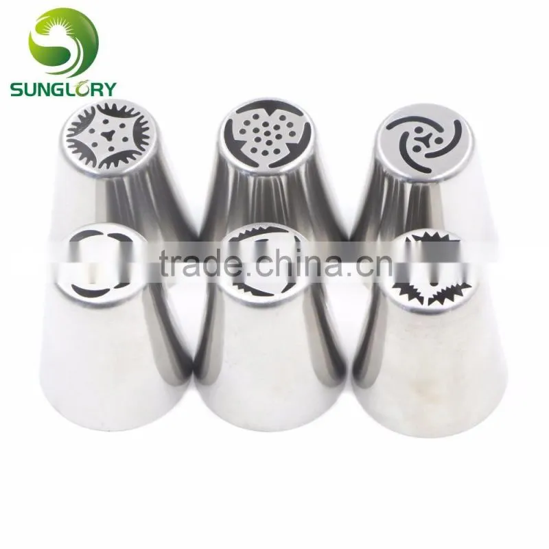6pcs stainless steel russian tulip nozzles flower icing piping tips pastry tubes set