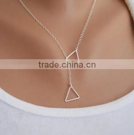 2016 Hot Double Triangle Shaped Necklace Jewelry for Women and Girls