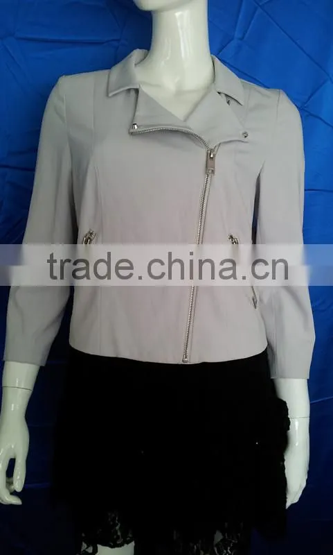 Fashion Long Sleeve Turn-Down Collar Zipper up Ladies Tops and Blouses